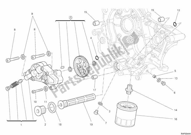 Tutte le parti per il Pompa Dell'olio - Filtro del Ducati Monster 696 ABS 2011